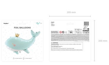 Preview: XL Folienballon Figur - Wal mit Krone - 78x50 cm